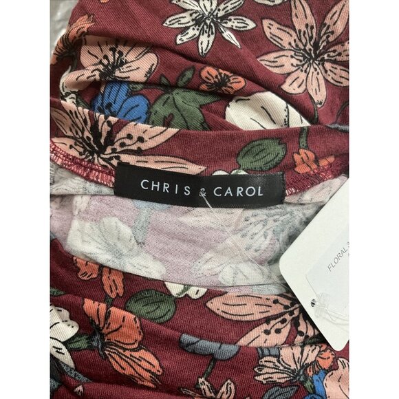 Chris & Carol Floral Blouse - Burgundy with Multicolor Flowers - Picture 4 of 6